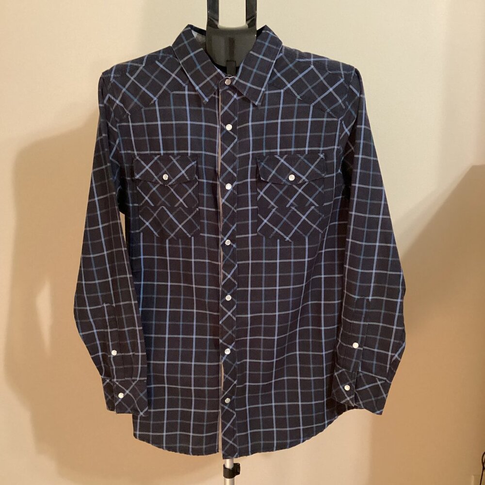 RANDOM ACCESS MEN'S LONG SLEEVE WESTERN PLAID SHIRT-SIZE LARGE-NWT